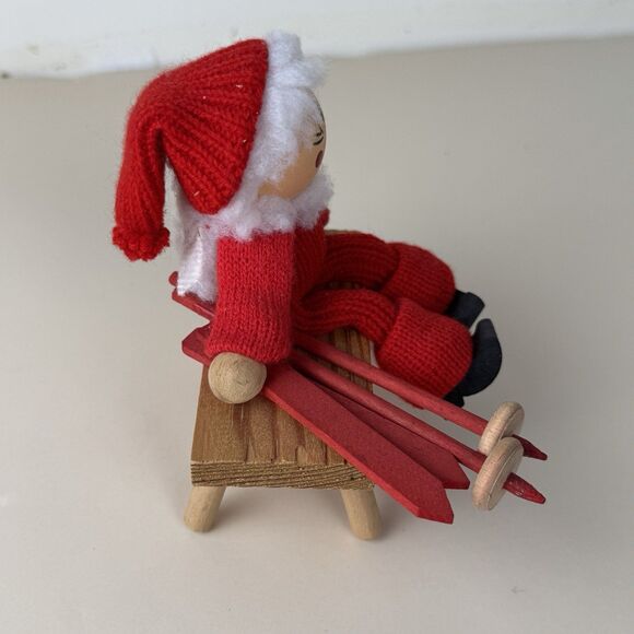 Ljungstroms Tomte Vintage Sweden 4” Christmas Figurine Wooden Decor Art Skiing - Picture 4 of 12